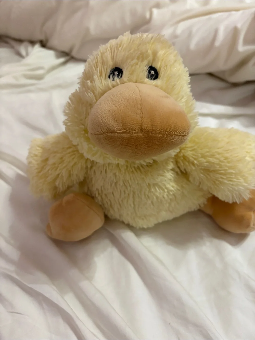 Plush Cream Yellow Duck Toy with Tan Beak and Feet